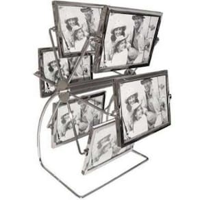 Porta retrato giratório de metal para 12 fotos 10x15 prata