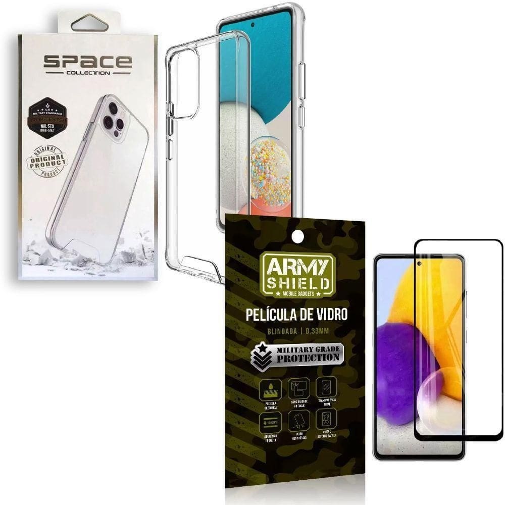 Capa space collection galaxy a53 + película 3d armyshield