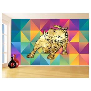Papel De Parede 3D Animais Pop Art Touro Bull 3,5M Pxa192