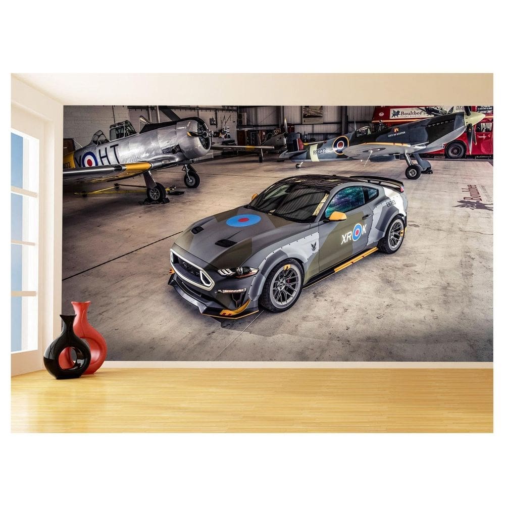 Papel De Parede 3D Carro Ford Mustang Avião Caça 3,5M Car77
