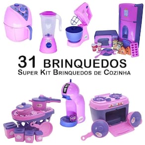 Kit cozinha infantil geladeira batedeiracafeteira fogão 31pç