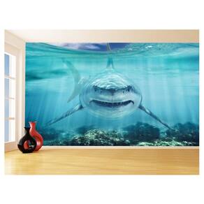 Papel De Parede 3D Animais Tubarão Cardume Mar 3,5M Anm555