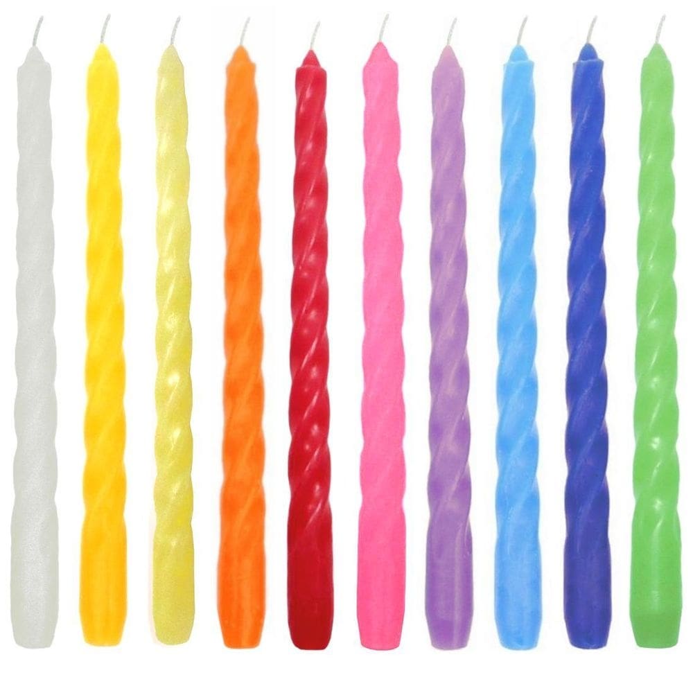 Kit 10 Vela Torcida 26 Cm Colorida Decoração Festa Evento