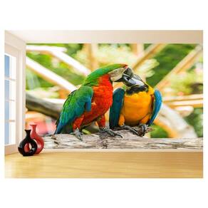 Papel De Parede Animais Casal De Araras Cores 3,5M Anm293