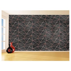 Papel De Parede 3D Concreto Linhas Dourado Rose 3,5M Kkt234