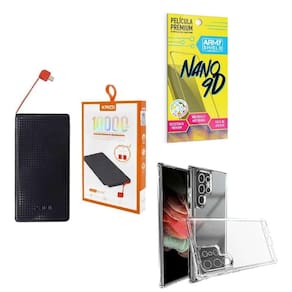 Power bank 10000mah + capinha samsung s22ultra + película 9d