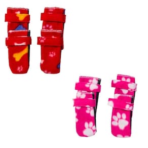 Kit 2 sapatos para cachorro - vermelho e rosa g