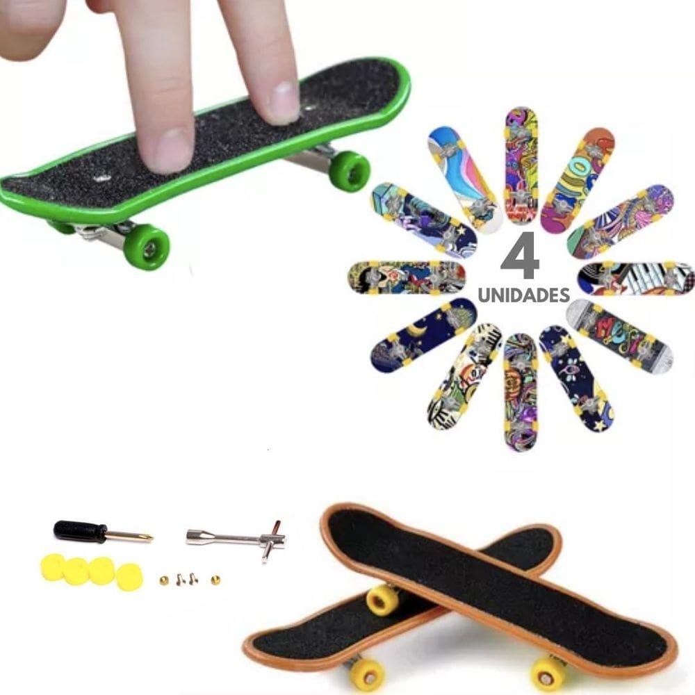 04 mini fingerboard skate de dedo profissional com rolamento
