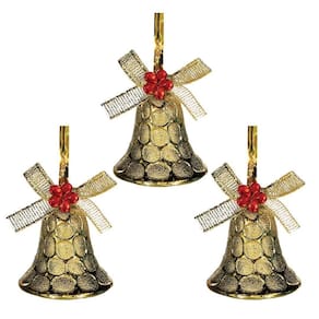 Kit 3 enfeites sinos para arvore de natal decoração 3,5x4 cm