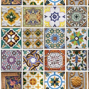 Papel de parede lavável azulejo português moderno 3m
