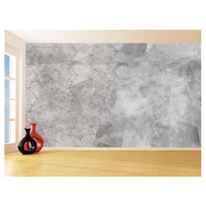 Papel De Parede 3D Concreto Linhas Dourado Rose 3,5M Kkt247