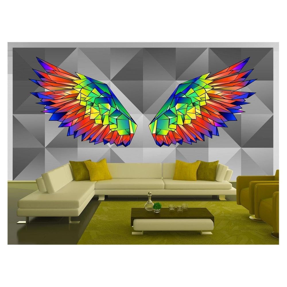 Papel De Parede 3D Arte Asas Selfie Insta Cores 3,5M Tra256