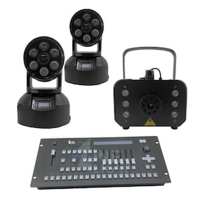Kit 2 Mini Moving + Máquina De Fumaça 1200W + Mesa Pilot
