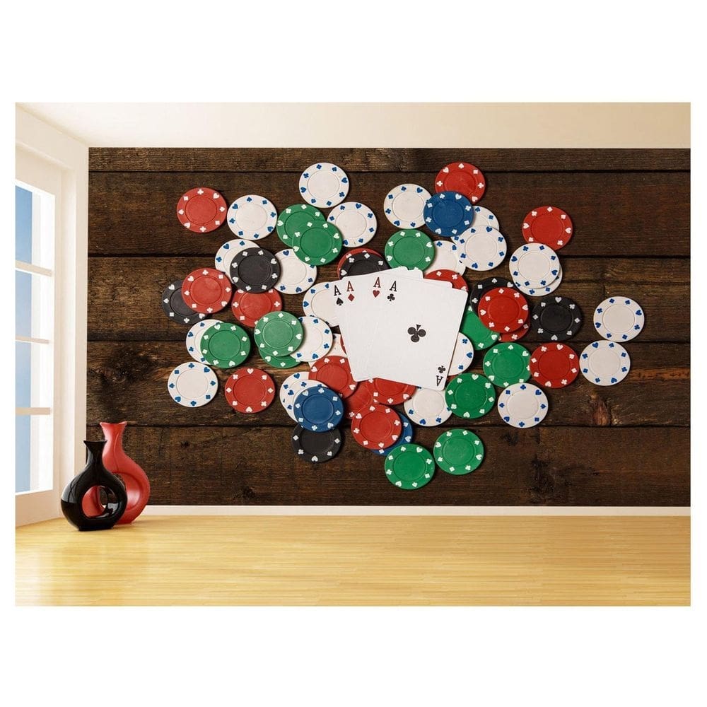Papel De Parede 3D Salão De Jogos Cartas Poker 3,5M Jcs77