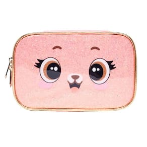 Estojo Box Raposa Pack Me Fox Brilhosa Rosa Escolar
