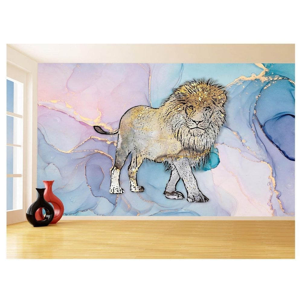 Papel De Parede Animais Pop Art Leão Rei Selva 3,5M Pxa28