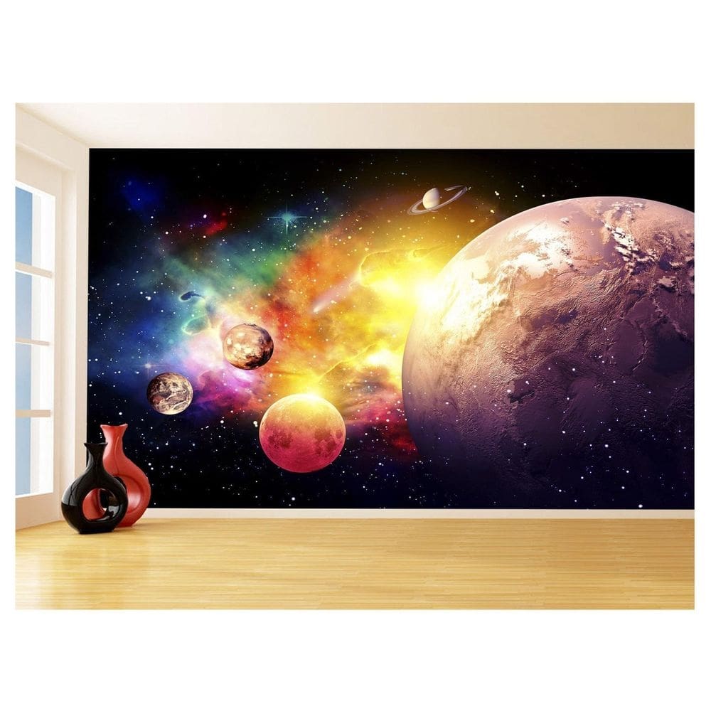 Papel De Parede 3D Espaço Estrelas Planetas 3,5M Nsp167