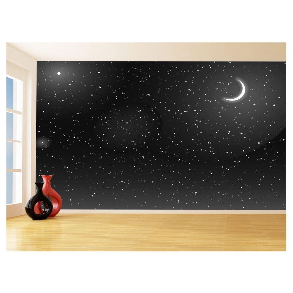 Papel De Parede 3D Espaço Estrelas Fase Da Lua 3,5M Nsp151