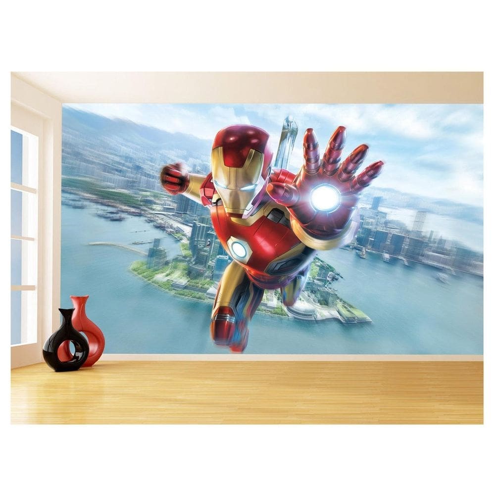 Papel De Parede 3D Heróis Homem De Ferro Mão 3,5M Nhma278
