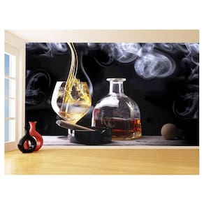 Papel De Parede 3D Bebidas Whisky Rum Charutos 3,5M Al256