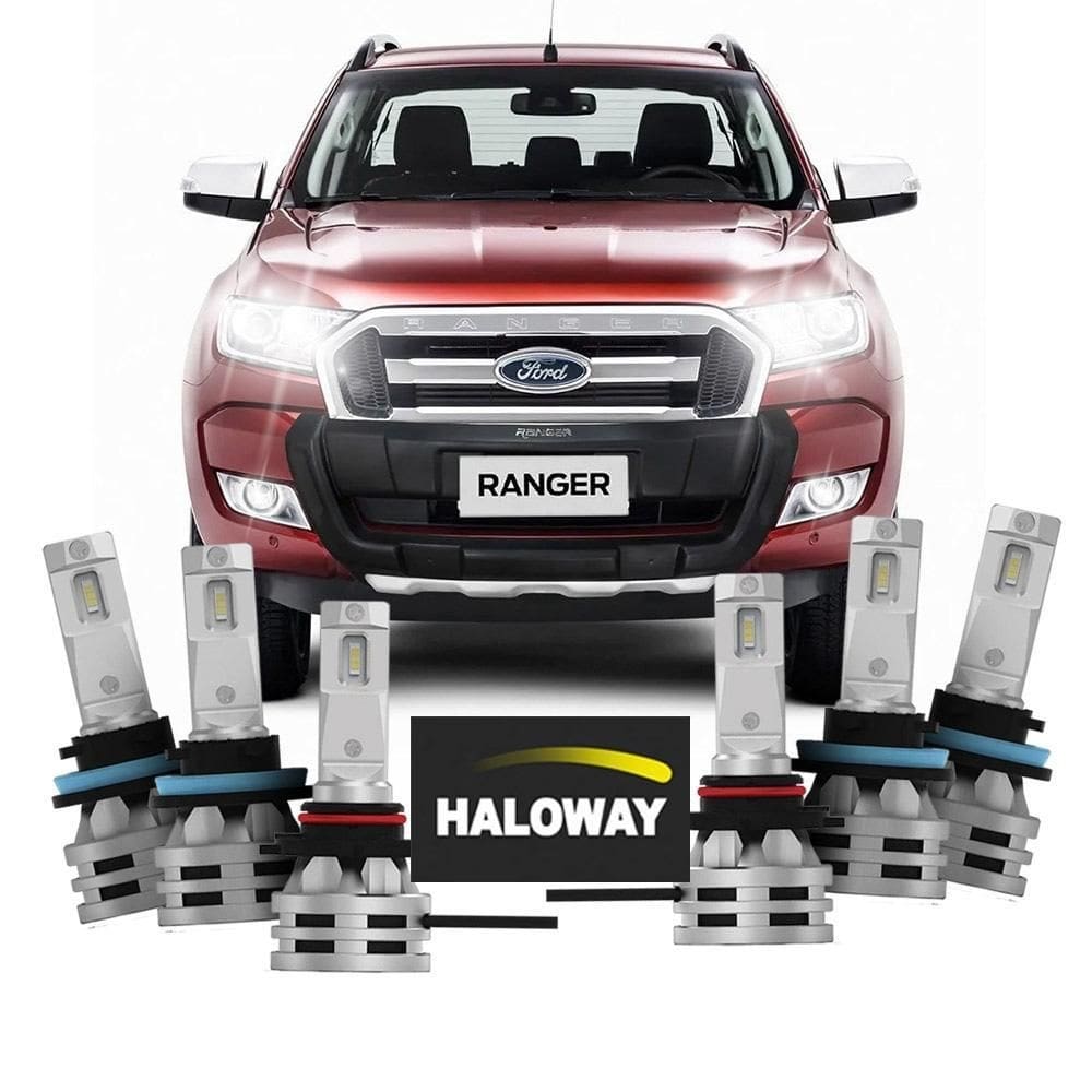 Kit lâmpada led baixo/alto/milha ranger 2017/2019 haloway