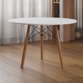 Mesa Eames Eiffel Infantil Redonda Gabi Tampo Mdp 60cm Branco 3 Pés em Madeira - Casa Prime