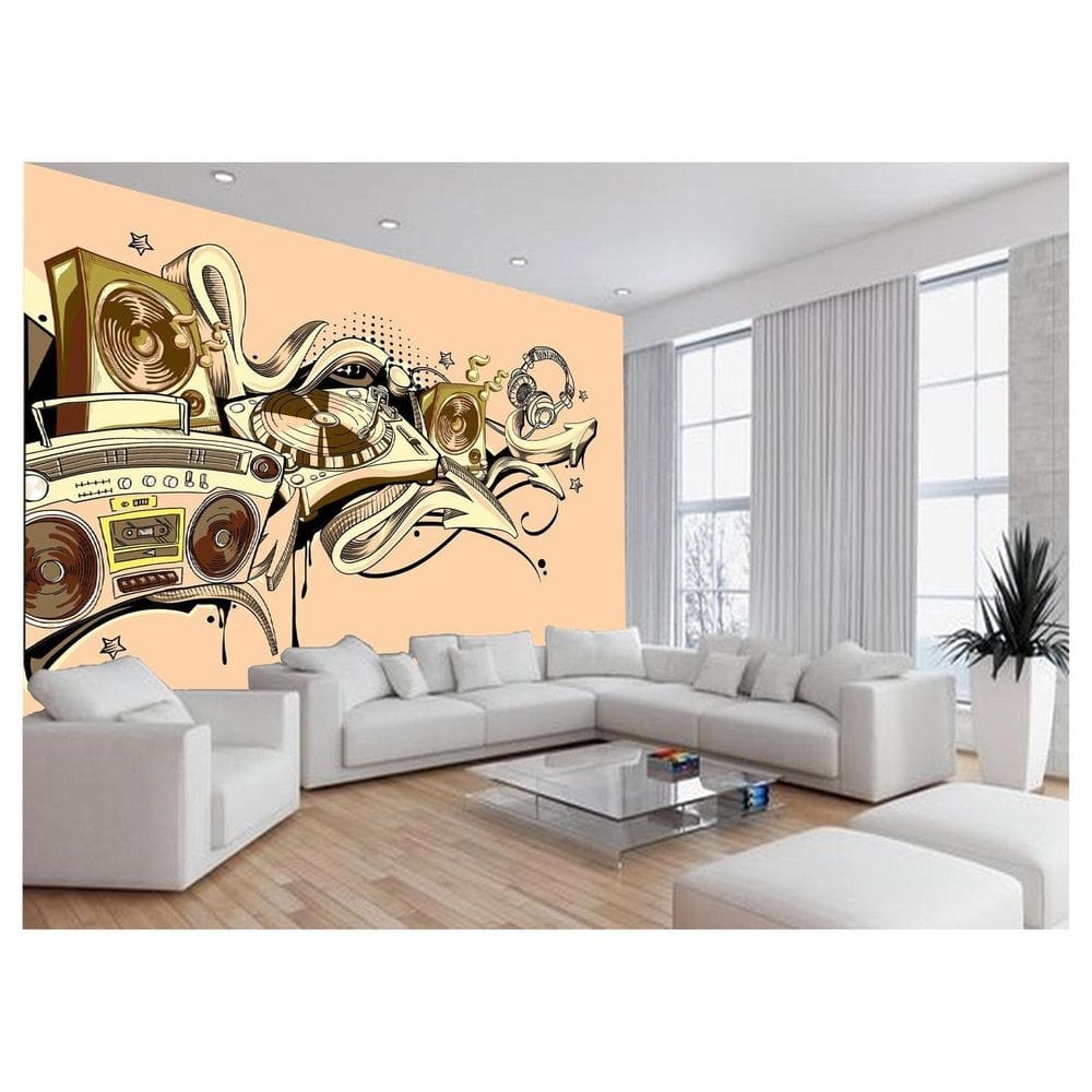 Papel De Parede Arte Graffiti Musica Som Retrô 3,5M Tra85