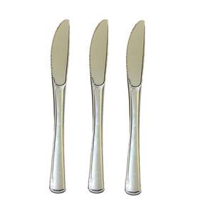 Facas Refeição Descartáveis Plástico Prata 19,5Cm- 24Un