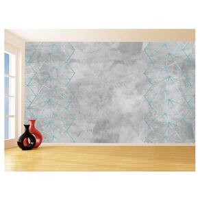 Papel De Parede Concreto Linhas Azul Turquesa 3,5M Kkt325