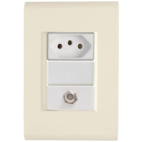 Cj Tomadas 10a E Tv Sat Coaxial Liz Bege Tramontina Completo Pronto Tramontina