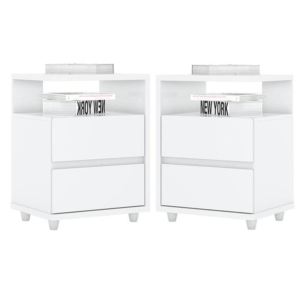 Kit 2 Mesas de Cabeceira Campeche Branco – Henn