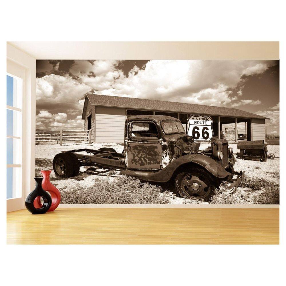 Papel De Parede 3D Carro Antigo Clássico Vintage 3,5M Cxr42
