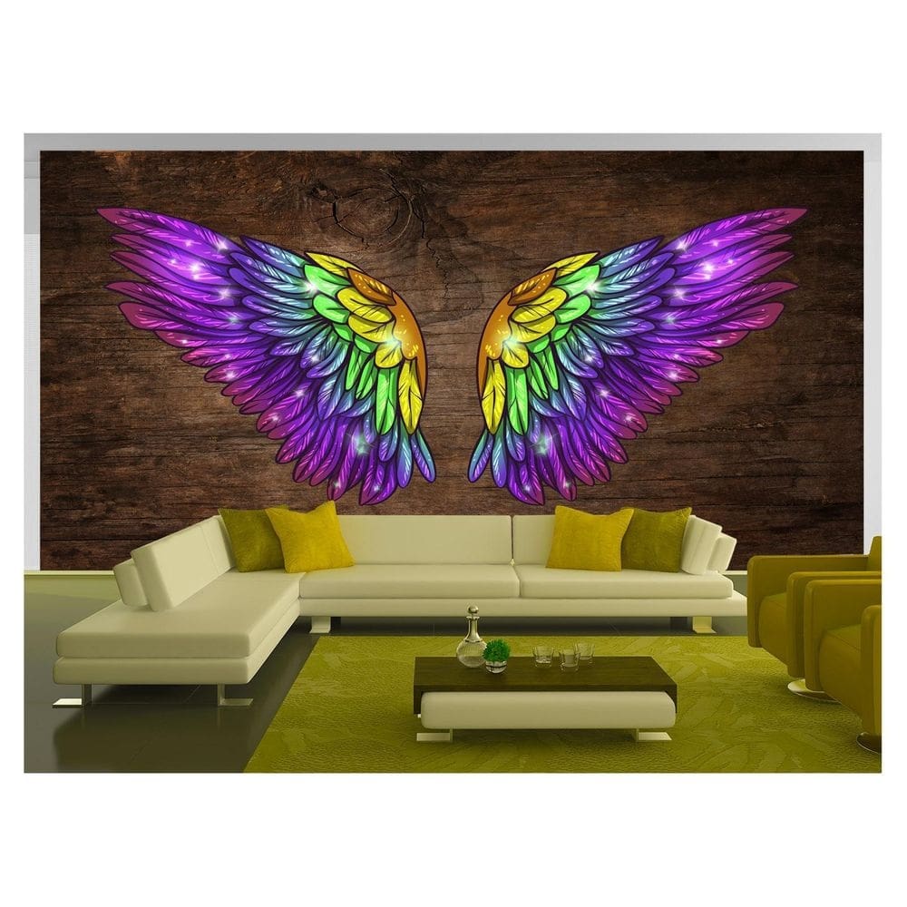 Papel De Parede 3D Arte Asas Selfie Insta Cores 3,5M Tra232