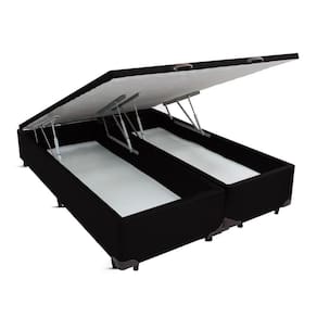 Cama Box Baú Cosmopolita Queen Size Camurça Preto 158x198