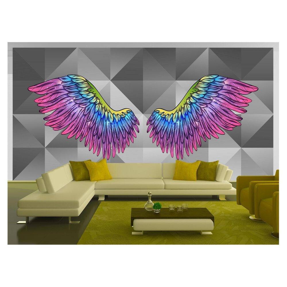 Papel De Parede 3D Arte Asas Selfie Insta Cores 3,5M Tra262