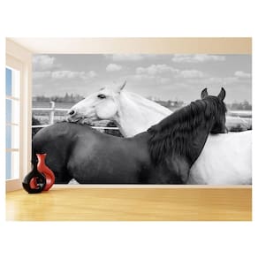 Papel De Parede Animais Casal Cavalos Fazenda 3,5M Anm329