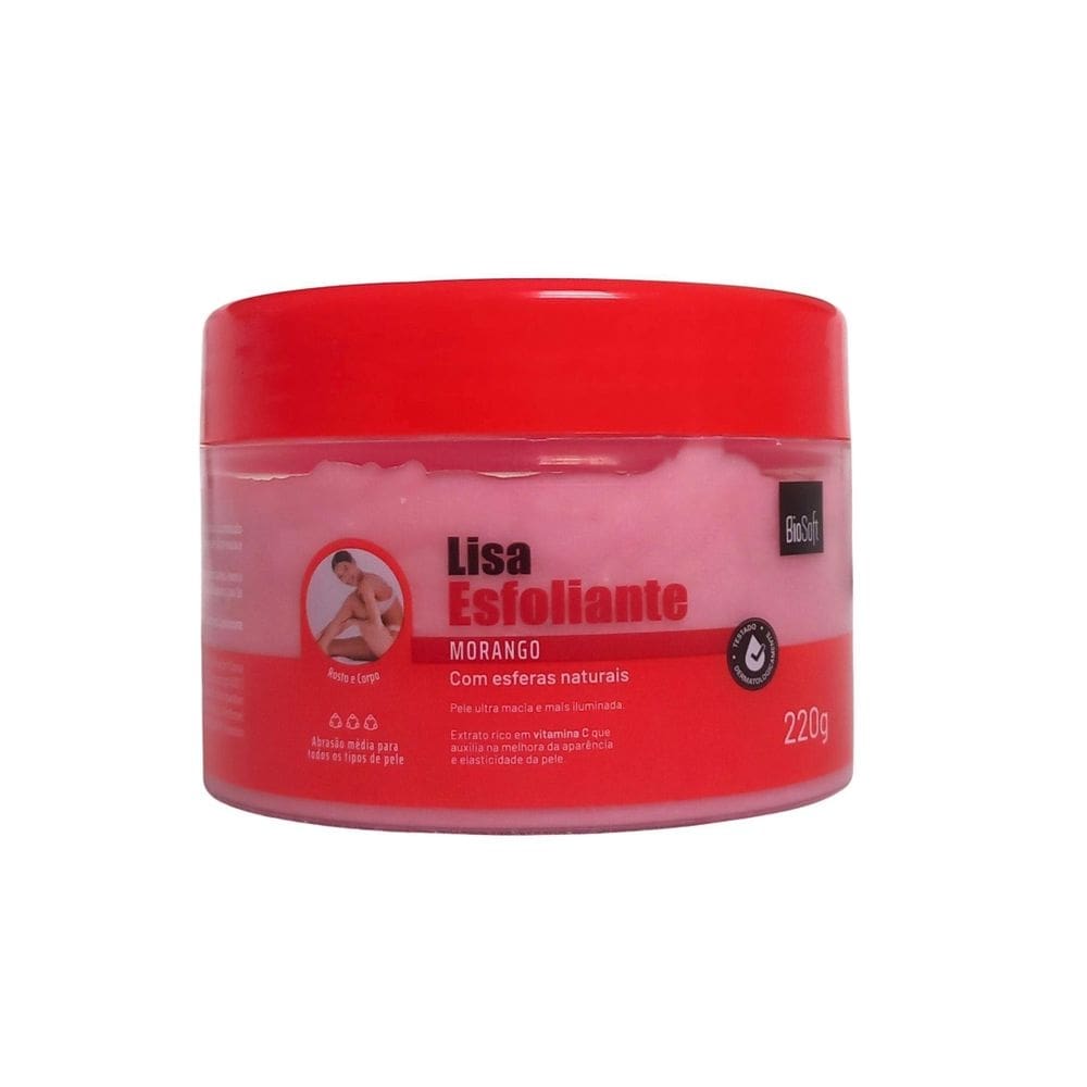 Esfoliante de morango para o rosto e corporal natural