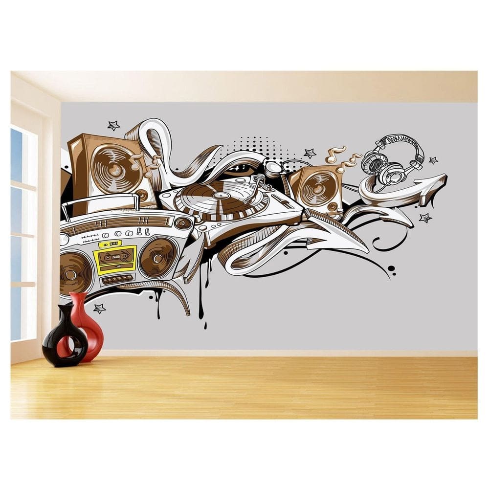 Papel De Parede Arte Graffiti Musica Som Retrô 3,5M Tra86