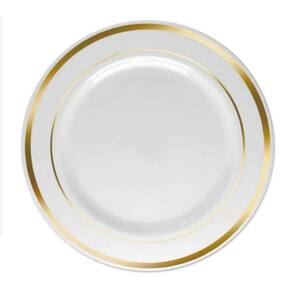 Kit Prato Descartável De Luxo Dourado Refeição 26Cm-60Un