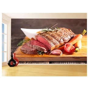 Papel De Parede 3D Alimentos Carne Churrasco 3,5M Al270