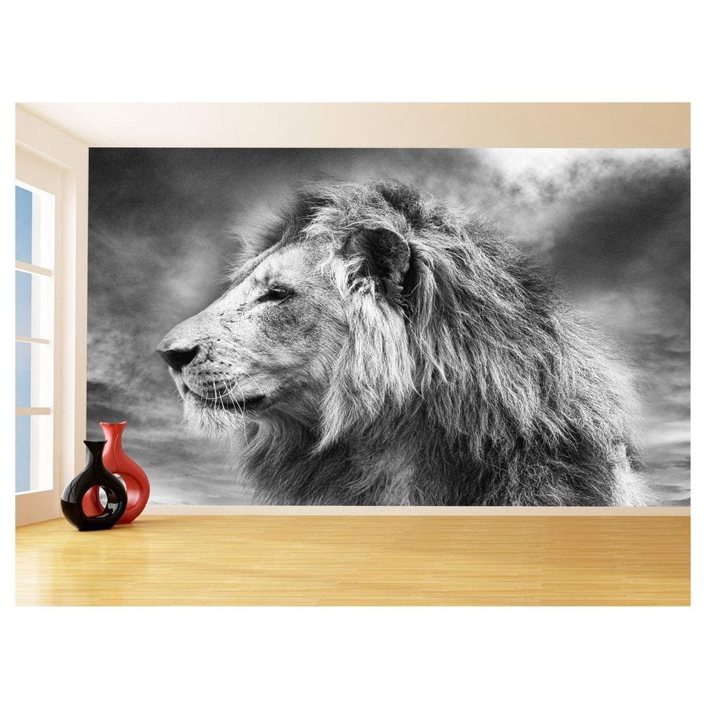 Papel De Parede 3D Animais Leão Rosto Rei Olhar 3,5M Anm440