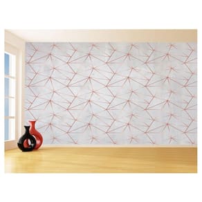 Papel De Parede 3D Concreto Linhas Dourado Rose 3,5M Kkt222