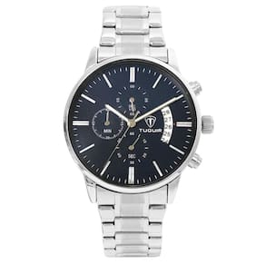 Relógio cronógrafo tuguir analógico tg3150 prata/azul 43mm