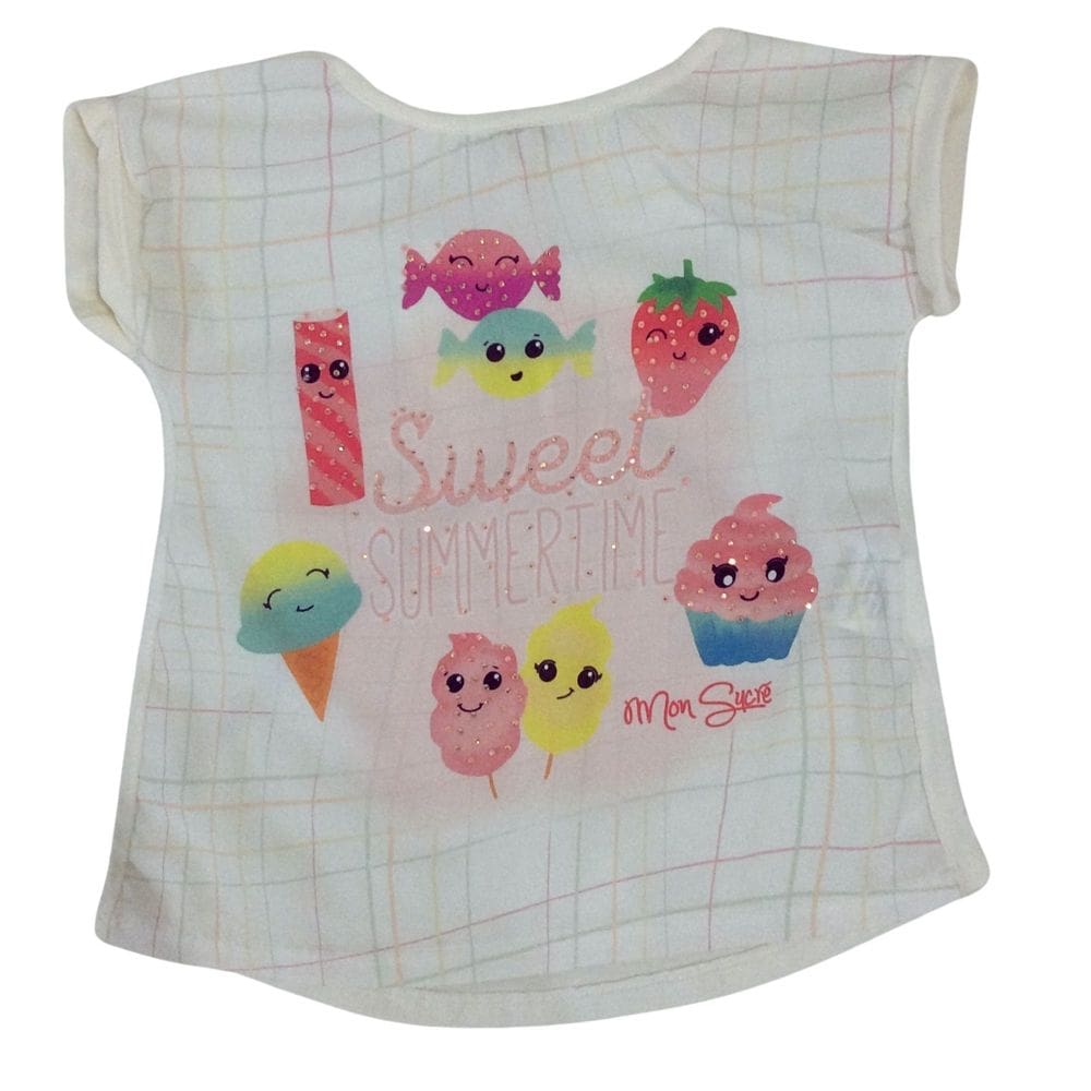 Blusa infantil com brilho fem Mon Sucrê off colorida