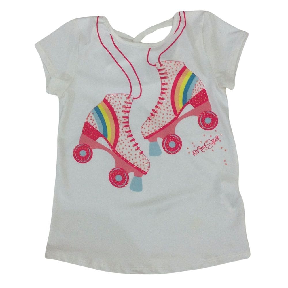 Blusa infantil com brilho fem Mon Sucrê off/rosa patins