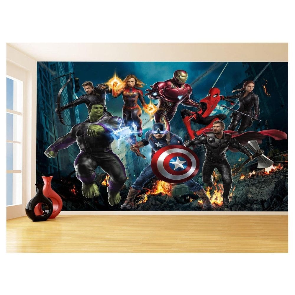 Papel De Parede 3D Heróis Vingadores Hulk Thor 3,5M Nhma121