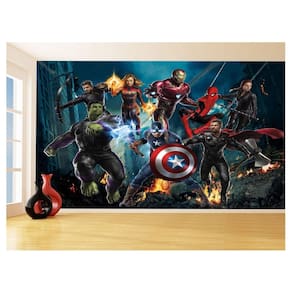 Papel De Parede 3D Heróis Vingadores Hulk Thor 3,5M Nhma121