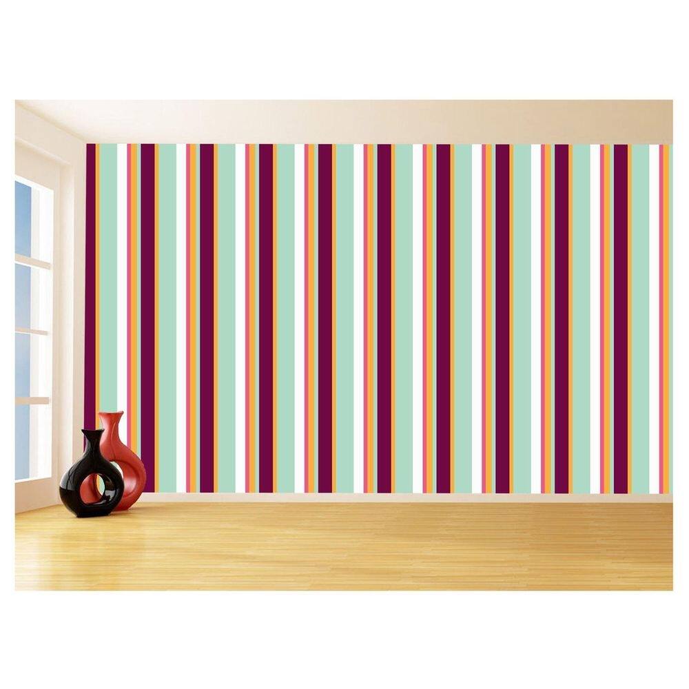 Papel De Parede 3D Listras Coloridas Verticais 3,5M Lst18