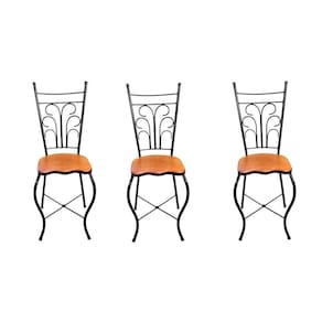 Cadeira De Jantar Para Mesa De Chá Conjunto Com 3 Estilo Industrial Rustica Ferro E Madeira Artesanal