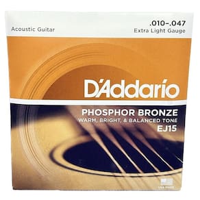 Cordas Aço D`Addario Phosphor Violão Ej15 Tensão 010 Bronze